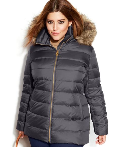 michael kors plus size faux fur trim puffer coat|michael kors packable down fill.